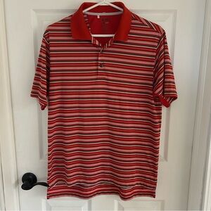 Adidas Red Striped Polo Shirt